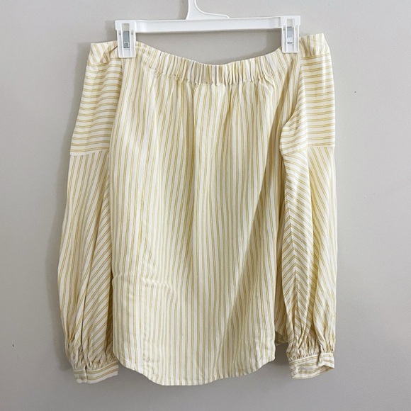 Anthropologie Maeve Off the Shoulder Top Banana Yellow with Puff Sleeves Coastal - Picture 2 of 9